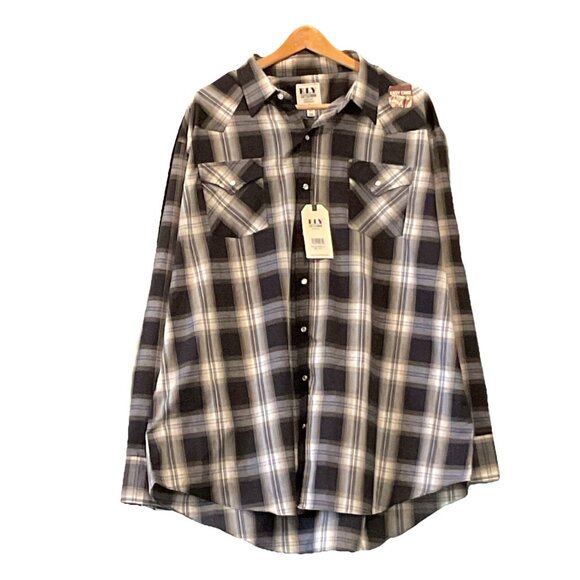 NWT Ely Cattleman Shirt 3XL Tall Men’s Plaid Western Pearl Snaps L/S Pockets - Picture 5 of 8